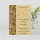William Morris Brown Leaves Wedding Invitation Kaart (Staand voorkant)