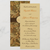 William Morris Brown Leaves Wedding Invitation Kaart (Voorkant / Achterkant)
