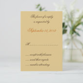 William Morris Brown Leaves Wedding RSVP Kaarten (Staand voorkant)