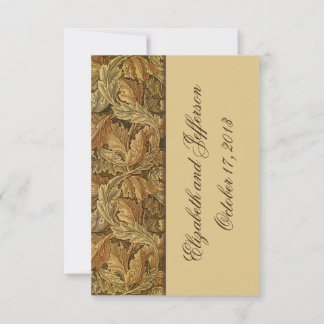 William Morris Brown Leaves Wedding RSVP Kaarten Kaartje