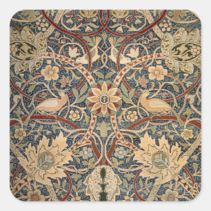 William Morris Bullerswood Antieke Vogel Kunst Vierkante Sticker