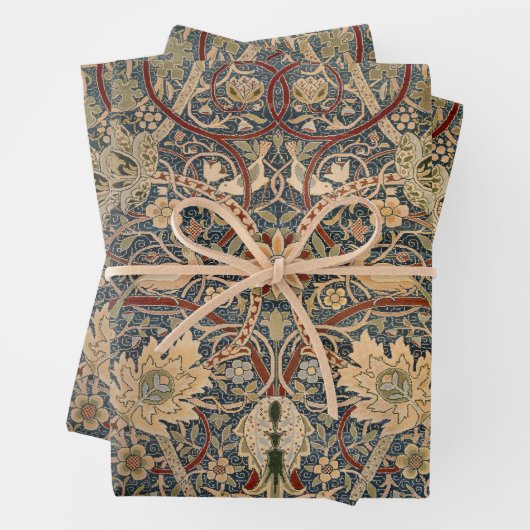 William Morris Bullerswood Faux Tapestry Inpakpapier Vel (In situ)