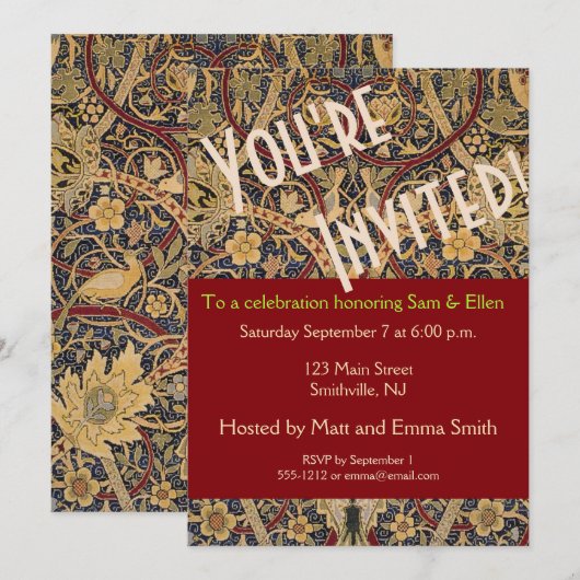 William Morris Bullerswood Faux Tapestry Kaart (Voorkant / Achterkant)