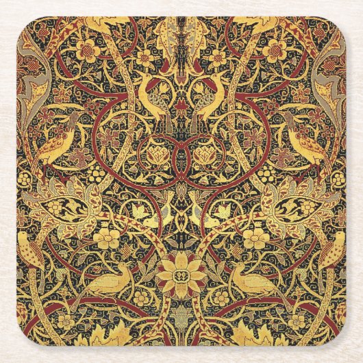 William Morris Bullerswood Faux Tapestry Kartonnen Onderzetters (Voorkant)