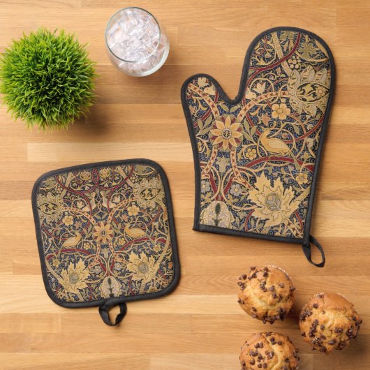 William Morris Bullerswood Faux Tapestry Ovenwant & Pannenlap Set (Top down)