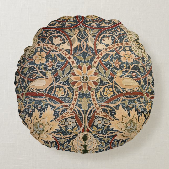 William Morris Bullerswood Faux Tapestry Rond Kussen (Voorkant)