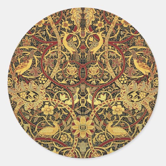 William Morris Bullerswood Faux Tapestry Ronde Sticker (Voorkant)