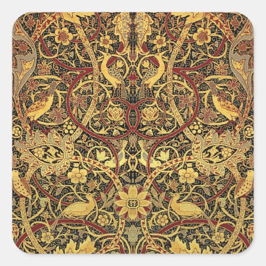 William Morris Bullerswood Faux Tapestry Vierkante Sticker (Voorkant)