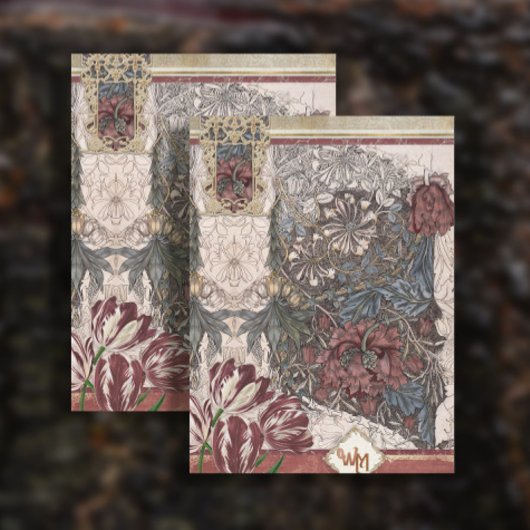  William Morris Burgundy Collage ontkoppeling Tissuepapier