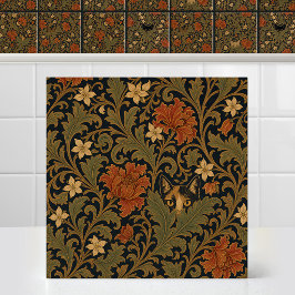 William Morris Calico Kat Acanthus Blad Tapijt Tegeltje