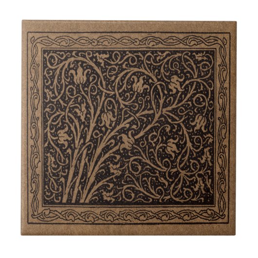 William Morris Campion Gefineerd Leren Damast Tegeltje (Voorkant)