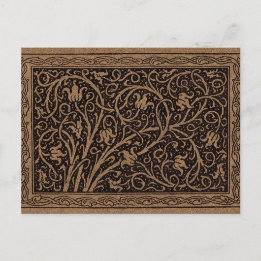 William Morris Campion Gestempeld Leren Damast Briefkaart (Voorkant)