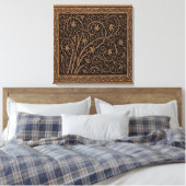 William Morris Campion Gestempeld Leren Damast Canvas Afdruk (Insitu (Slaapkamer))