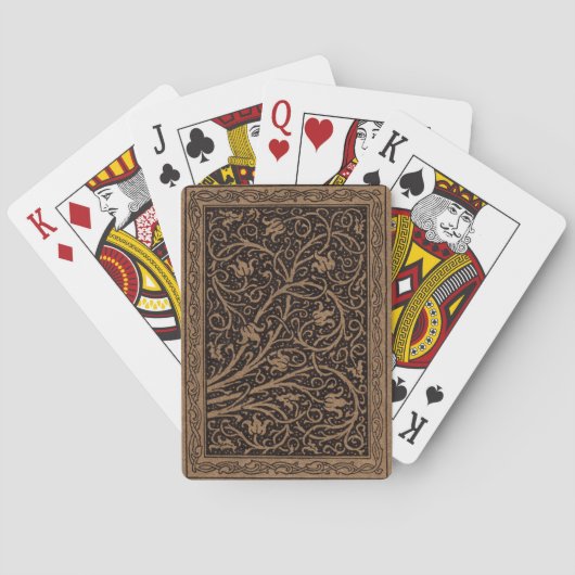 William Morris Campion Gestempeld Leren Damast Pokerkaarten (Achterkant)