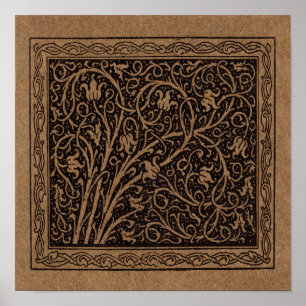 William Morris Campion Gestempeld Leren Damast Poster