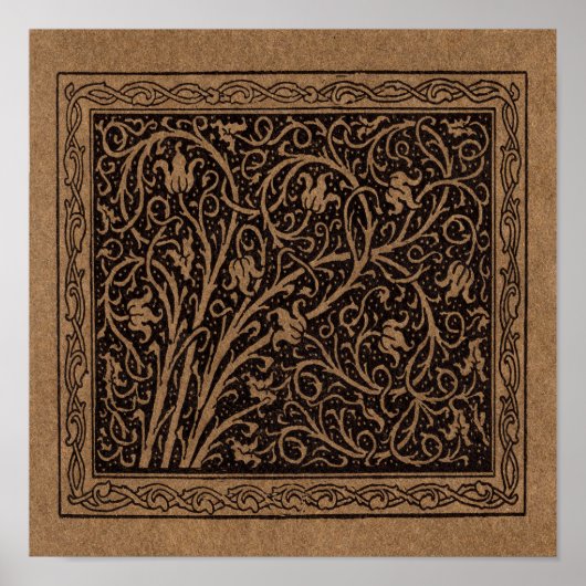 William Morris Campion Gestempeld Leren Damast Poster (Voorkant)