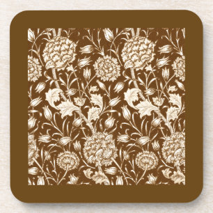 William Morris Carnan Print, Chocolate Brown Bier Onderzetter