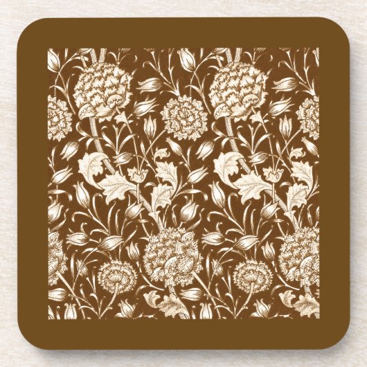 William Morris Carnan Print, Chocolate Brown Bier Onderzetter (Voorkant)