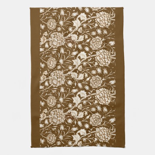 William Morris Carnan Print, Chocolate Brown Theedoek (Verticaal)