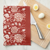 William Morris Carnan Print, Deep Red en White Theedoek (Quarter Fold)