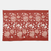 William Morris Carnan Print, Deep Red en White Theedoek (Horizontaal)