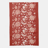 William Morris Carnan Print, Deep Red en White Theedoek (Verticaal)