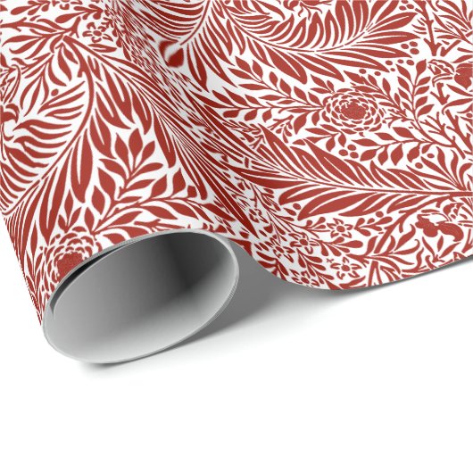 William Morris Cherry Red Larkspur Pattern Cadeaupapier (Rol Hoek)