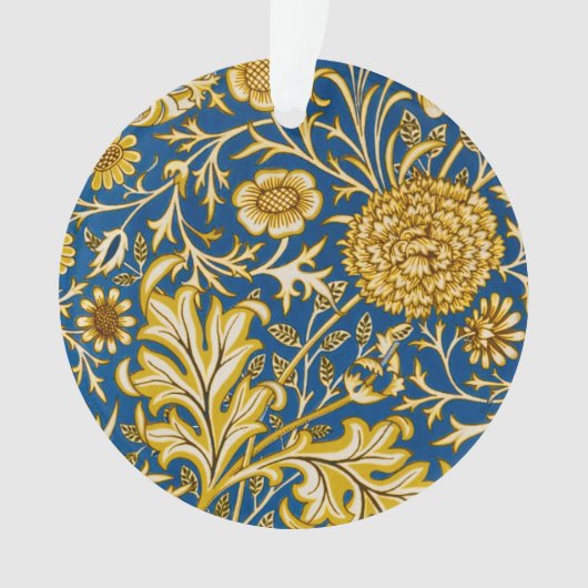 William Morris Cherwell Floral Pattern Blue Ornament (voorkant)