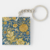 William Morris Cherwell Floral Pattern Blue Sleutelhanger (Achterkant)