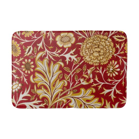 William Morris Cherwell Floral Pattern Red Badmat (Voorkant)