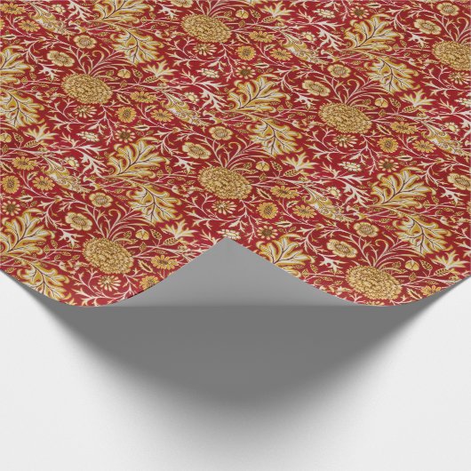 William Morris Cherwell Floral Pattern Red Cadeaupapier (Hoek)
