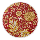William Morris Cherwell Floral Pattern Red Keramische Knop (Voorkant)