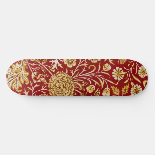 William Morris Cherwell Floral Pattern Red Persoonlijk Skateboard (Horizontaal)