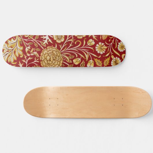 William Morris Cherwell Floral Pattern Red Persoonlijk Skateboard (Horizontaal)