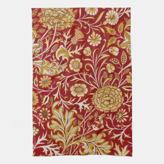 William Morris Cherwell Floral Pattern Red Theedoek (Verticaal)