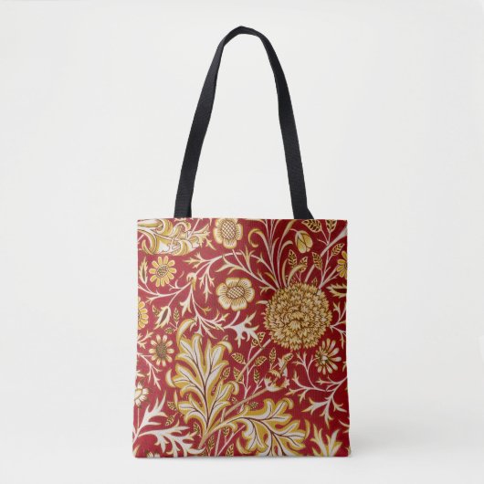 William Morris Cherwell Floral Pattern Red Tote Bag (Voorkant)