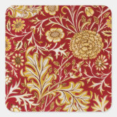 William Morris Cherwell Floral Pattern Red Vierkante Sticker (Voorkant)