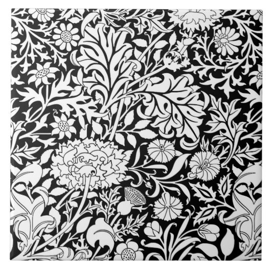 William Morris 'Cherwell' in Black & White Tegeltje (Voorkant)