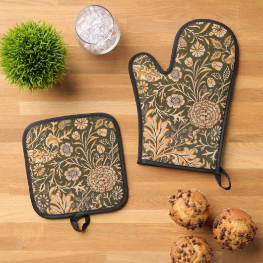 William Morris Cherwell Wallpaper Pattern Ovenwant & Pannenlap Set (Top down)