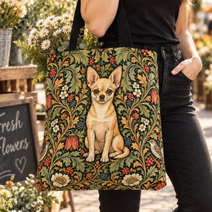 William Morris Chihuahua Vintage Bloemmotief Tote Bag
