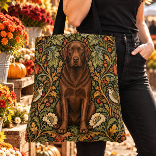 William Morris Chocolade Lab Vintage Bloem Tote Bag