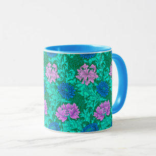William Morris Chrysanten, Aqua en Violet  Mok