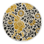 William * Morris Chrysanthemum Beige Zwart Keramische Knop (Voorkant)