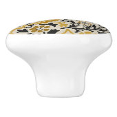 William * Morris Chrysanthemum Beige Zwart Keramische Knop (Zijkant)