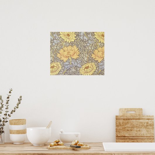 William Morris Chrysanthemum Bloem Poster (Keuken)