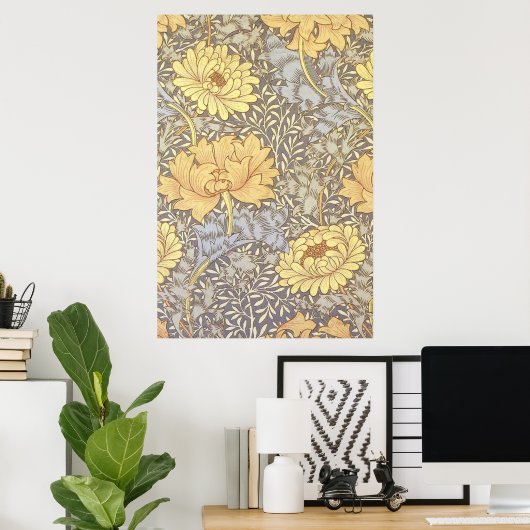 William Morris Chrysanthemum Bloem Poster (Thuiskantoor)