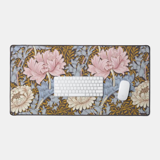 William Morris Chrysanthemum Bloemen Patroon Bureaumat (Keyboard & Muis)