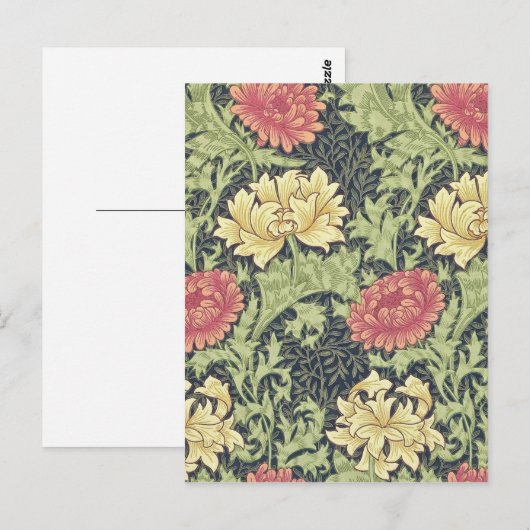 William Morris Chrysanthemum Floral Art Briefkaart (Voorkant / Achterkant)
