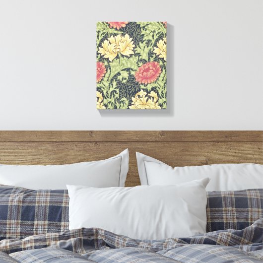 William Morris Chrysanthemum  Floral Art Canvas Afdruk (Insitu (Slaapkamer))