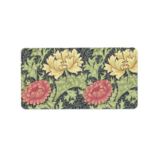William Morris Chrysanthemum  Floral Art Etiket (Voorkant)